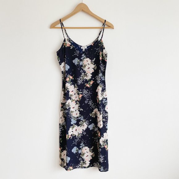 love, Fire Dresses & Skirts - Love Fire, NWOT, Women's Floral Slip Dress, Adjustable Straps, Navy Blue, Size S